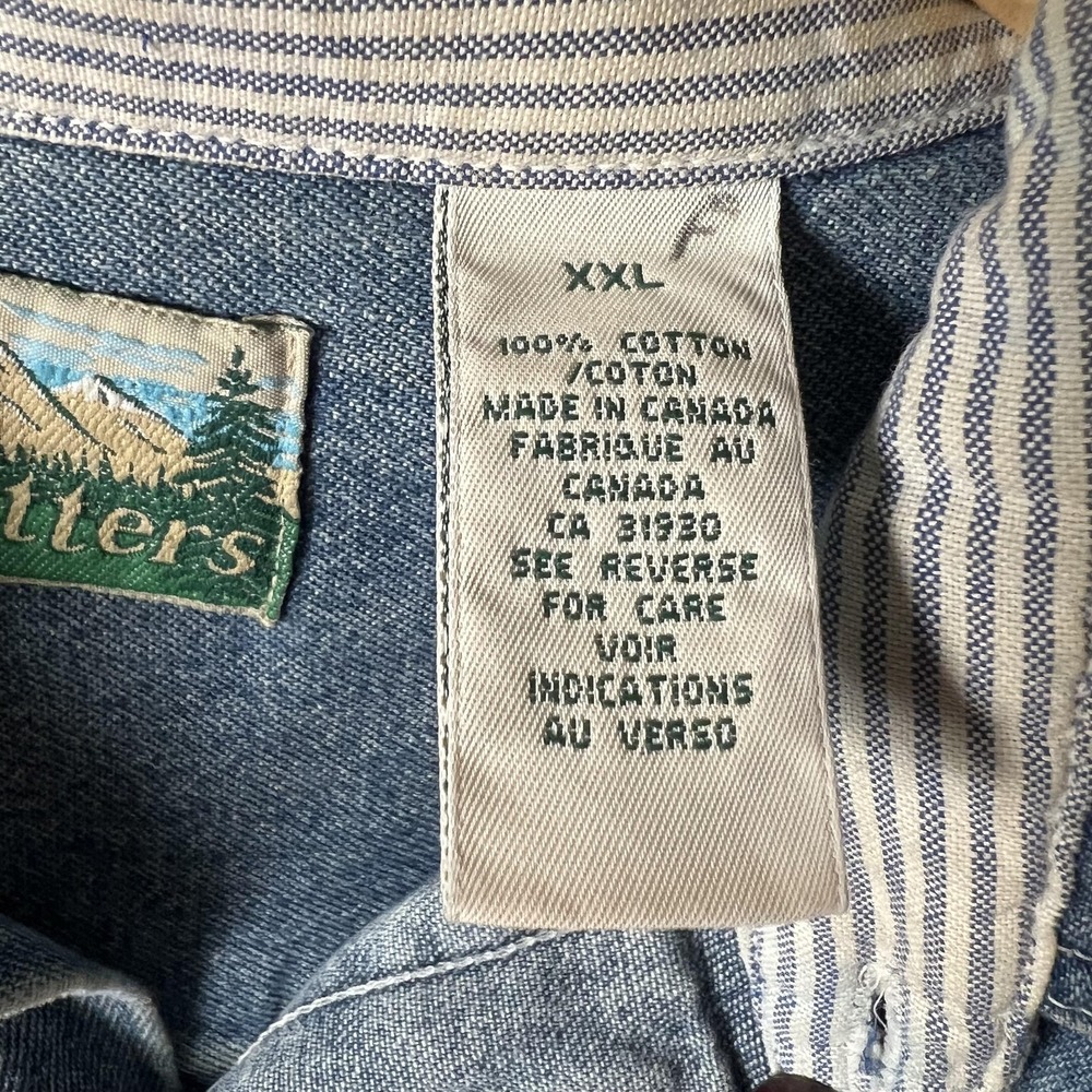 Outfitters Denim Shirt Mens 2XL Western Canadian Made Long Sleeve Vintage - Picture 7 of 10